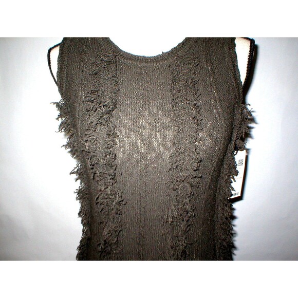 Womens NWT $298 Worth New York XS P Dress Coco Dark Brown Fringe Sleeveless Knit - Picture 2 of 11